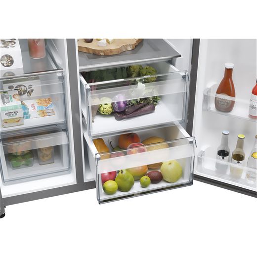 Haier SBS 90 Series 7 American Fridge Freezer - Silver - Close up drawer shot